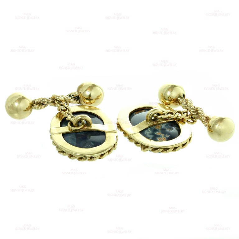  Fantastiques boutons de manchette en opale noire doublet multicolore naturelle Lightning Ridge des années 1960 Pour hommes 