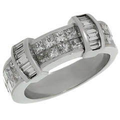 1980s Princess-Cut Diamond White Gold Band Ring 6