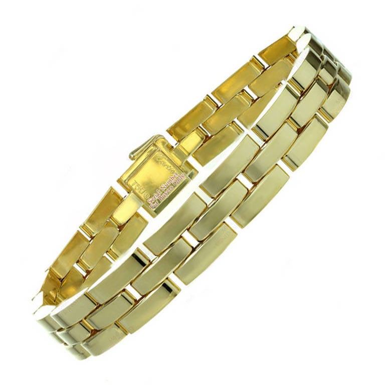 Cartier 1990s Panthere Yellow Gold Three-Row Link Bracelet