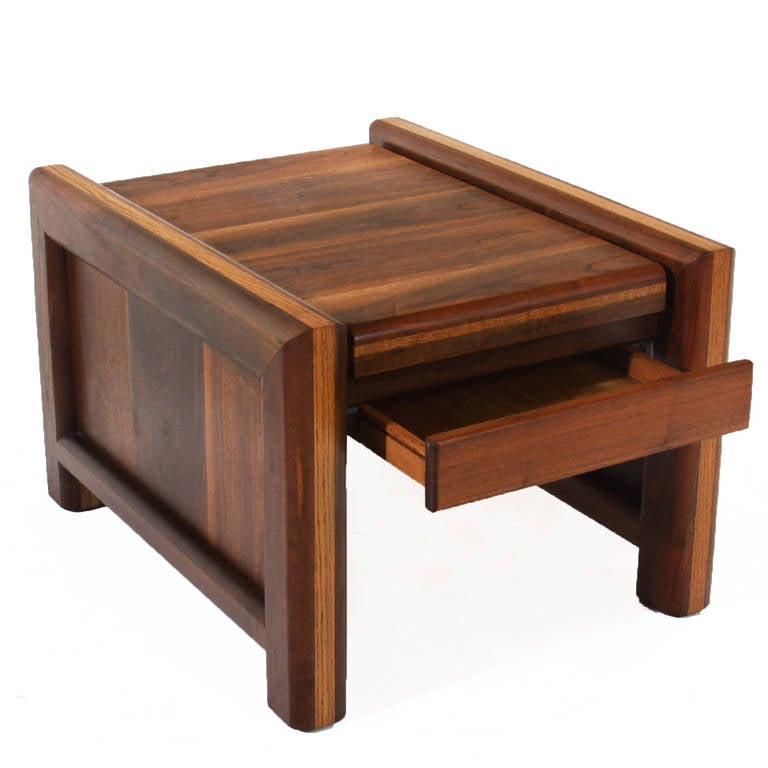 Mid-20th Century Midcentury Solid Walnut and Oak Side Table For Sale
