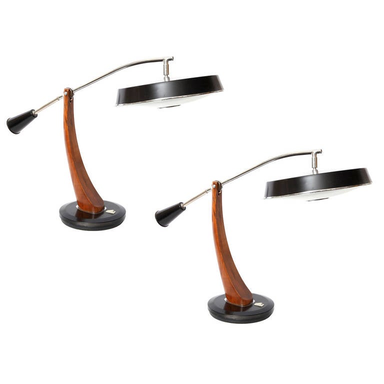 A Pair of 1950's Articulated Table Lamps