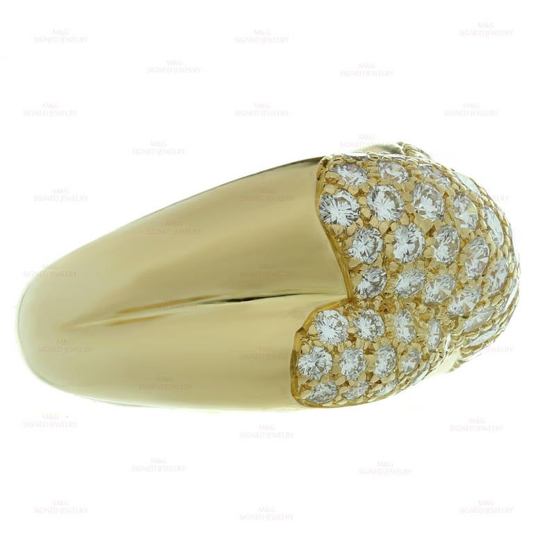 Women's Cartier Diamond Yellow Gold Criss-Cross Ring 1990s