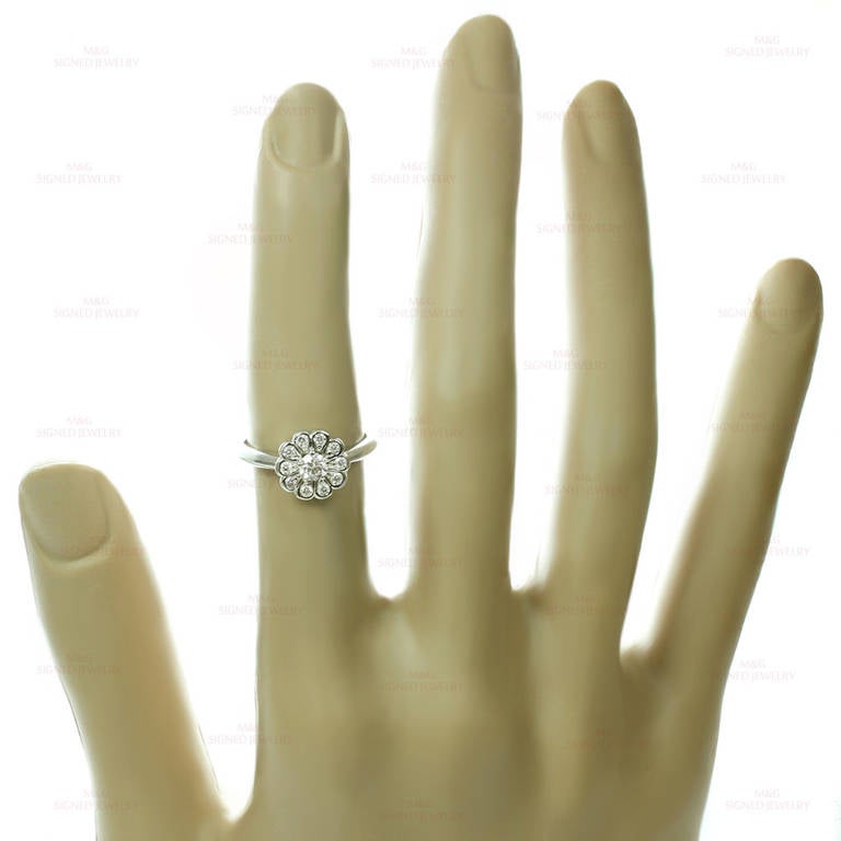 Tiffany & Co. Rose Diamond Platinum Flower Ring 4