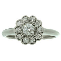 Tiffany & Co. Rose Diamond Platinum Flower Ring