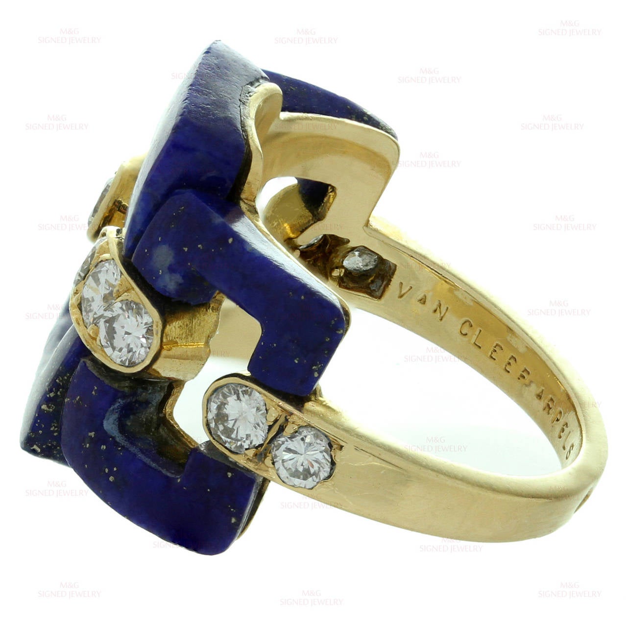 1960s Van Cleef & Arpels Lapis Lazuli Diamond Gold Ring 1