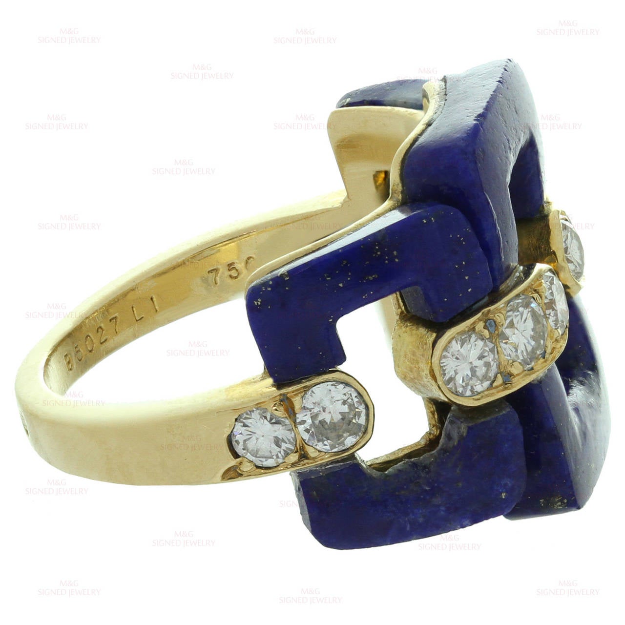 1960s Van Cleef & Arpels Lapis Lazuli Diamond Gold Ring 2