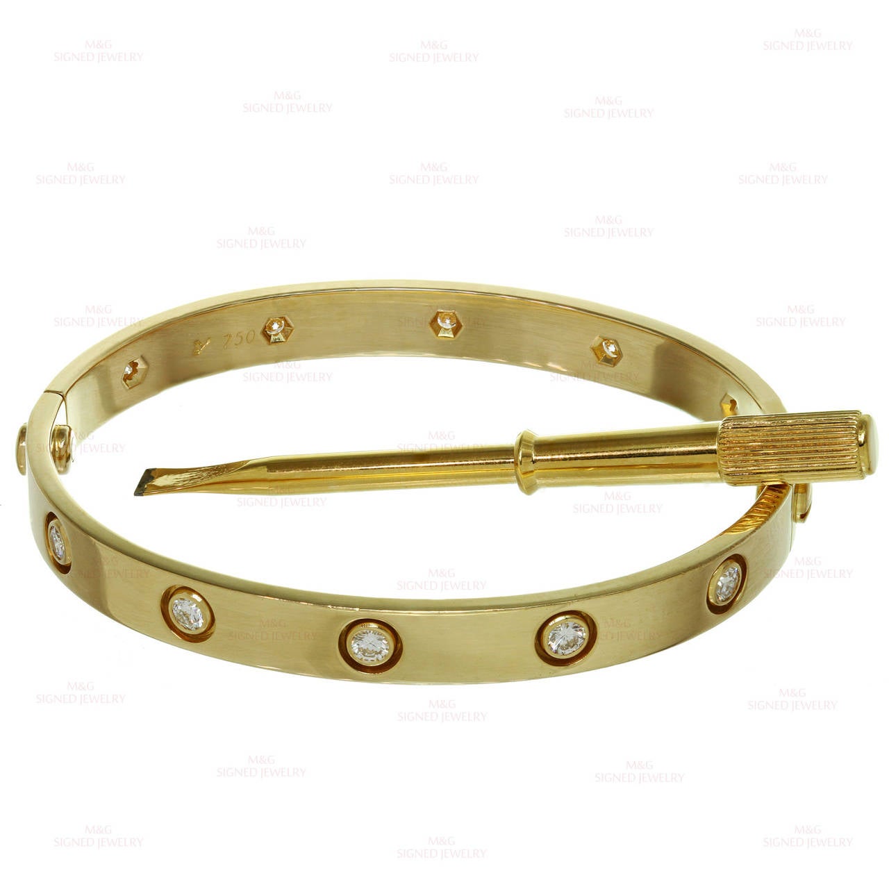Authentische 1990er CARTIER Liebe 10 Diamant Gelbgold Armband Größe 16 1