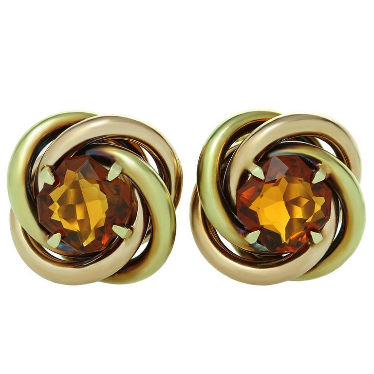 Cartier Love-Knot Citrine Rose and Yellow Gold Earrings