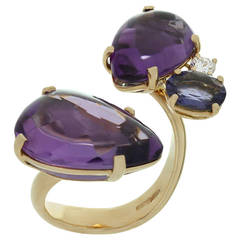 ANTONINI Amethyst Diamond Blue Iolite Yellow Gold Ring