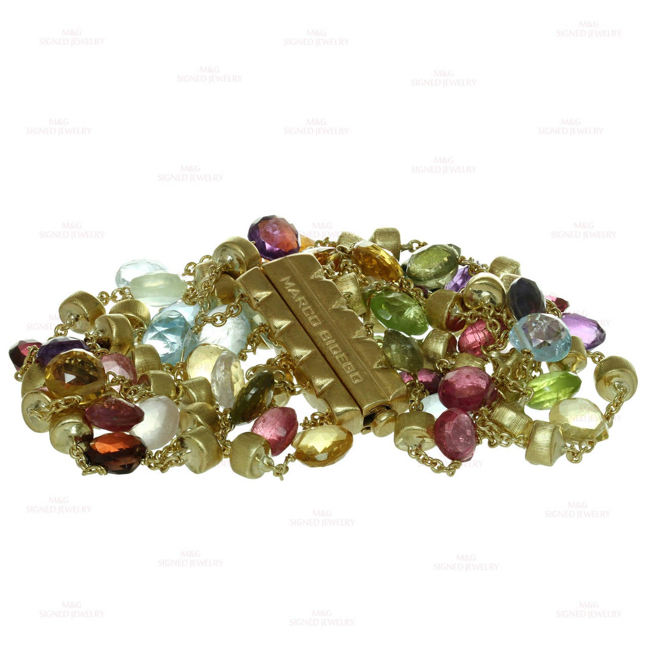 Marco Bicego Paradise Multicolor Gemstone Multi-Strand Bracelet In Excellent Condition In New York, NY