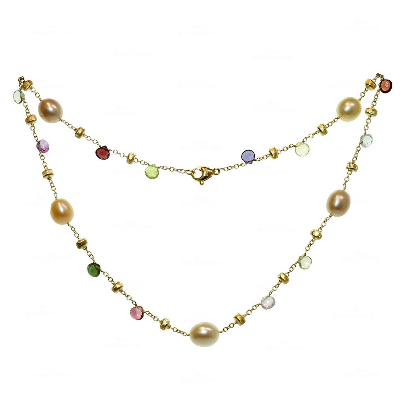 Marco Bicego Paradise Multicolor Gemstone Pearl Gold Necklace