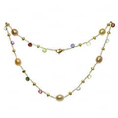 Marco Bicego Paradise Multicolor Gemstone Pearl Gold Necklace