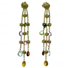 Marco Bicego Paradise Multicolor Gemstone Gold Drop Earrings