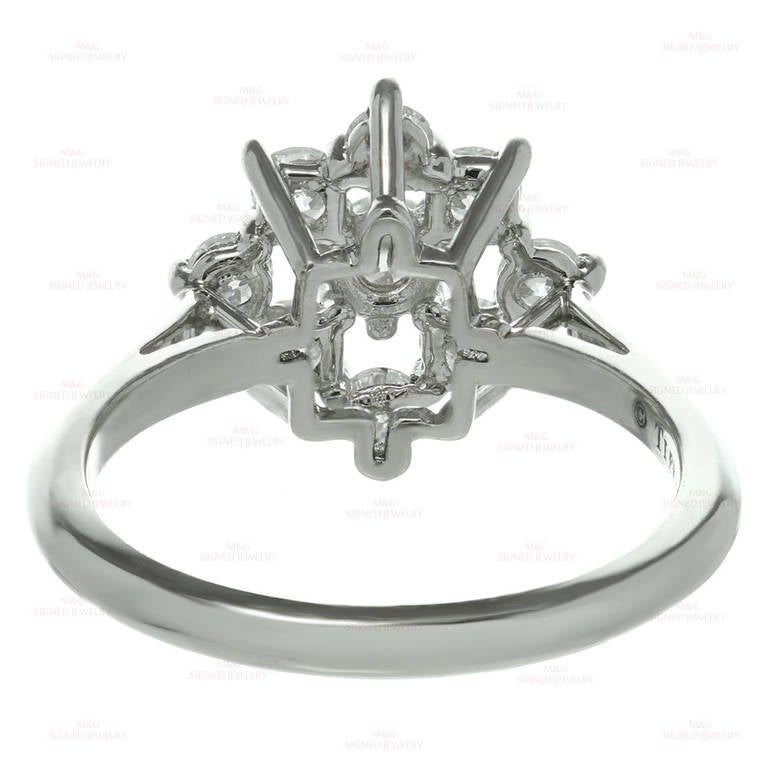 Tiffany & Co. Diamond Platinum Flower Ring In Excellent Condition In New York, NY