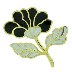 Tiffany & Co. Black Jade Mother of Pearl Yellow Gold Flower Brooch