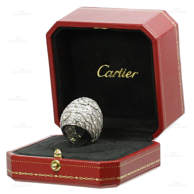 Women's Cartier Serpentine Diamond White Gold Large Dome Ring