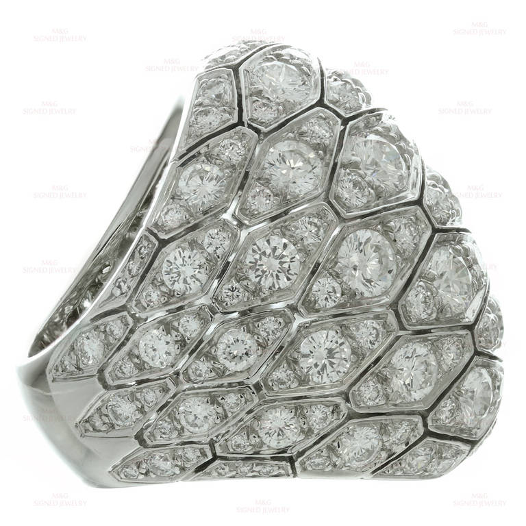 Cartier Serpentine Diamond White Gold Large Dome Ring 3
