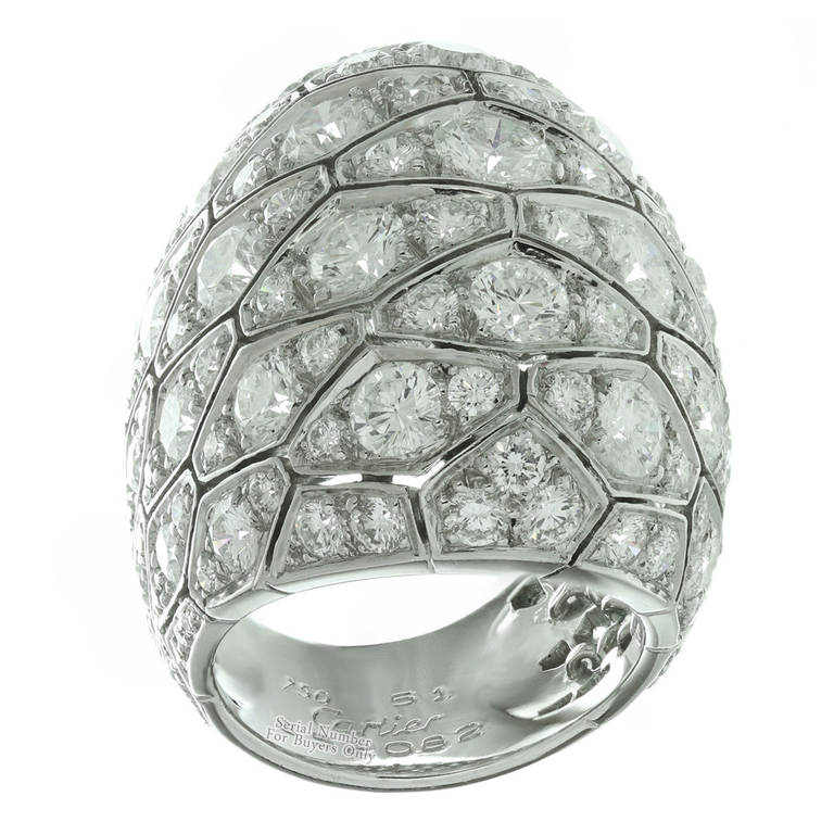 Cartier Serpentine Diamond White Gold Large Dome Ring