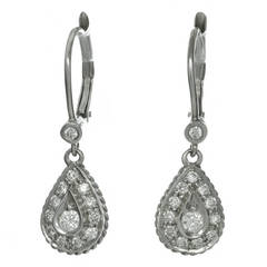 Diamond White Gold Dangle Drop Earrings 4