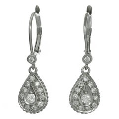 Diamond White Gold Dangle Drop Earrings