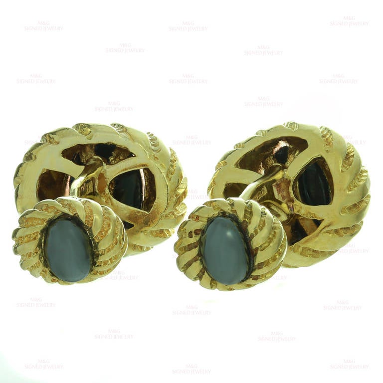 1990s Tiffany & Co. Hematite Yellow Gold Cufflinks For Sale 1