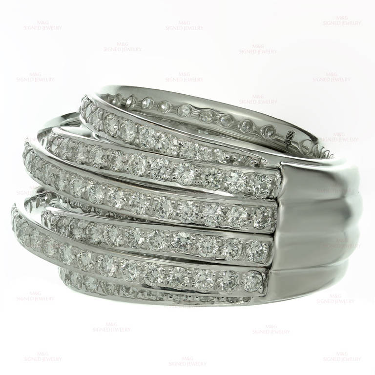 DE GRISOGONO Allegra Diamond White Gold Ring Size 50 In Excellent Condition In New York, NY