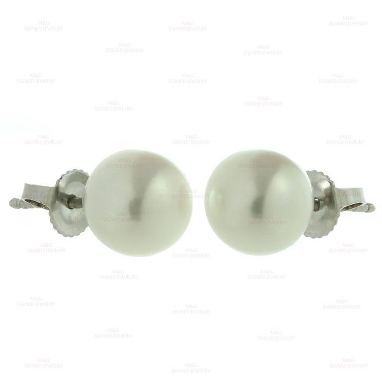 Tiffany & Co. Signature Akoya Cultured Pearl Stud Earrings In Excellent Condition In New York, NY