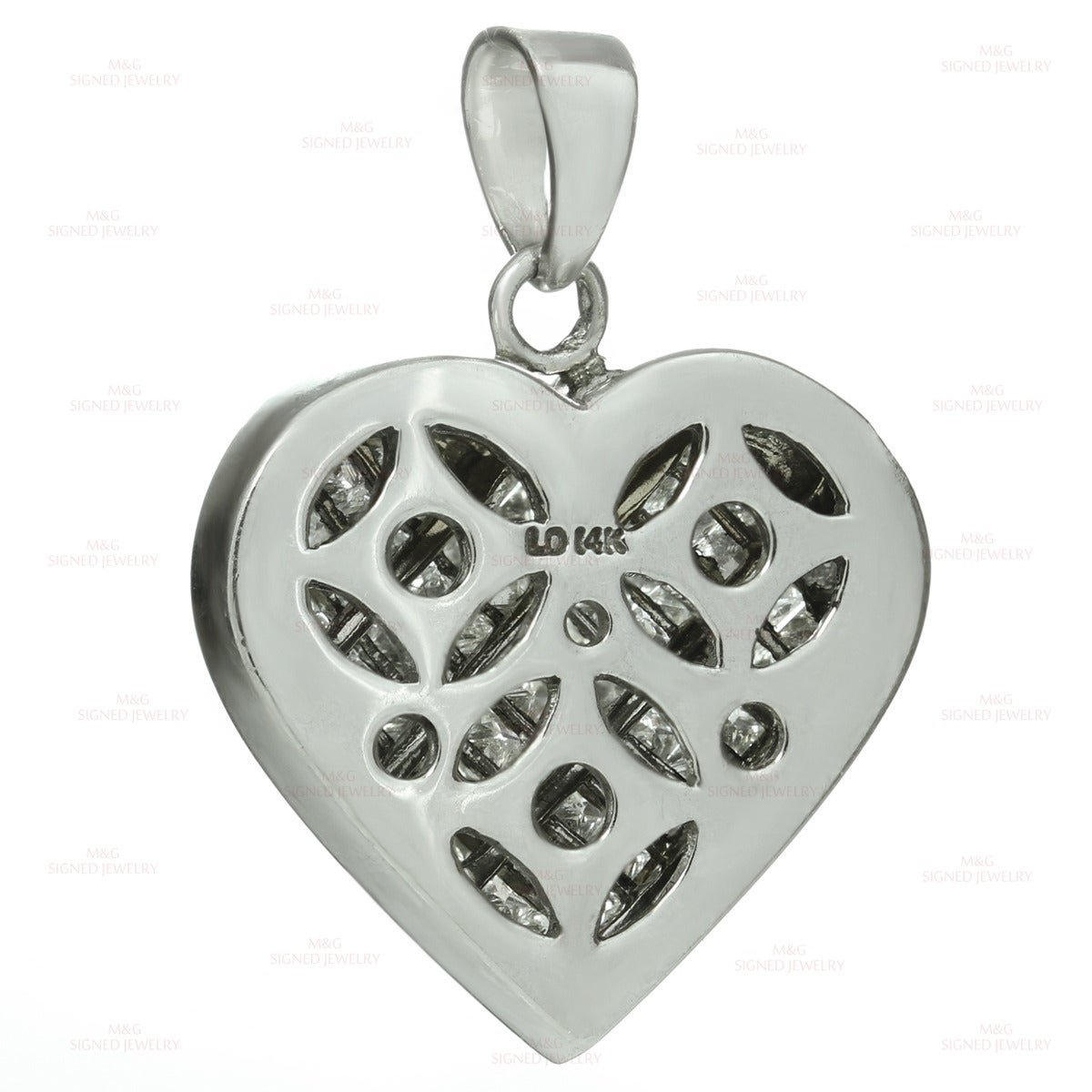 Diamond White Gold Heart-Shaped Charm Pendant 1