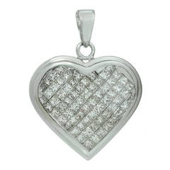 Diamond White Gold Heart-Shaped Charm Pendant 8