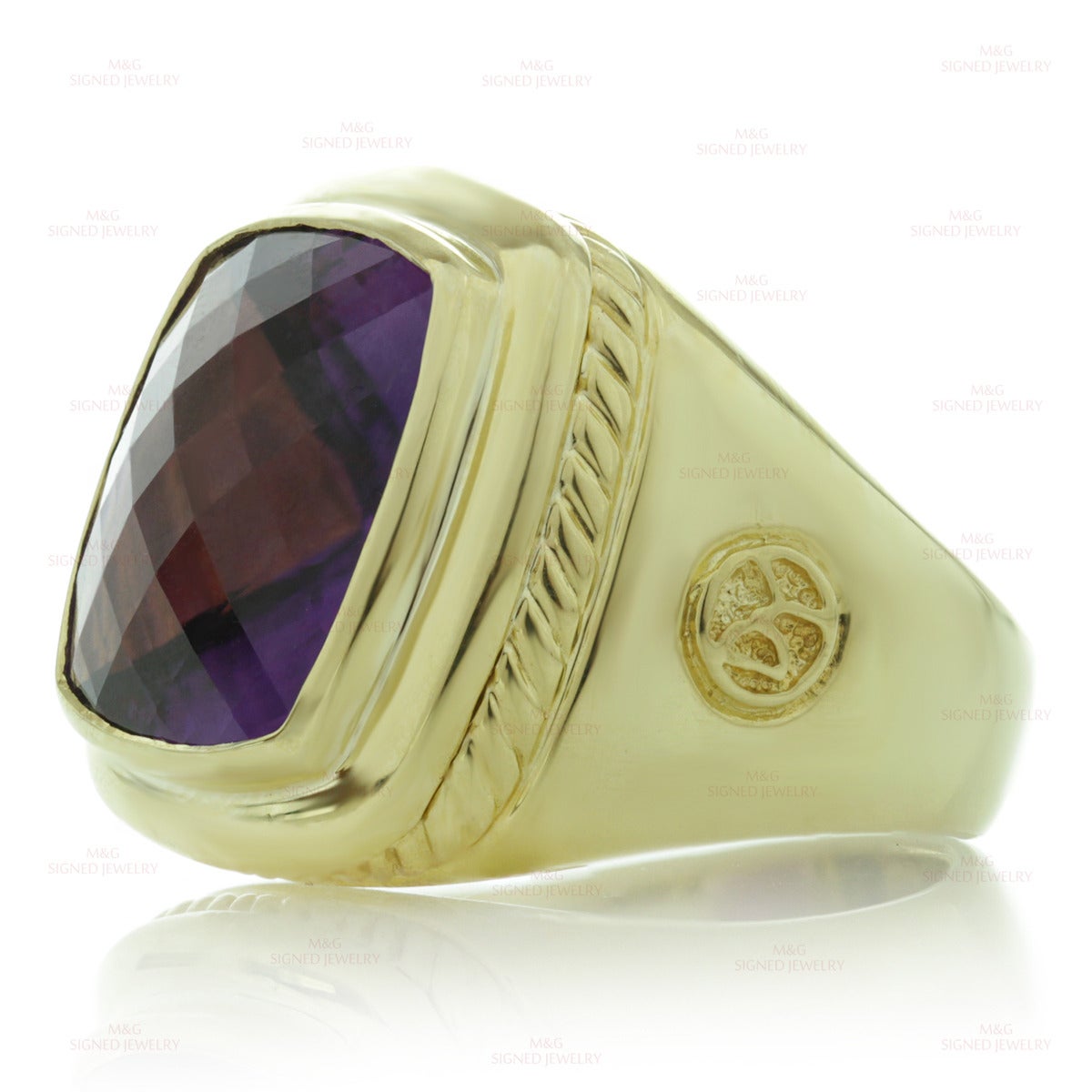 DAVID YURMAN Albion Amethyst Yellow Gold Cocktail Ring In Excellent Condition In New York, NY