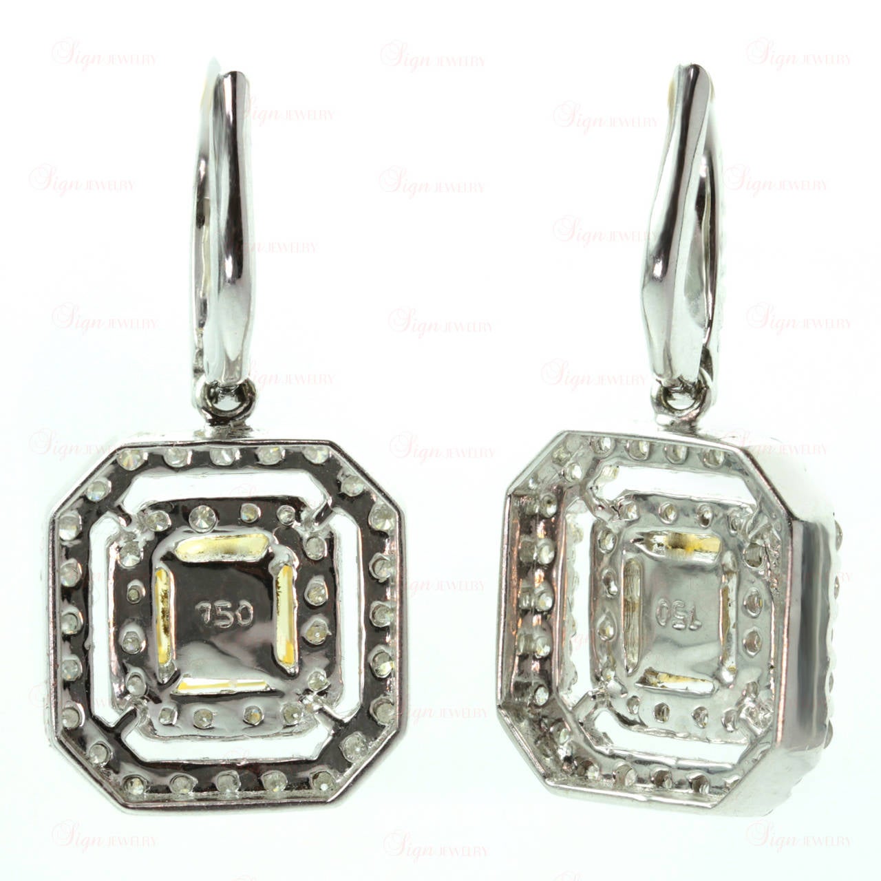 Yellow Sapphire Diamond White Gold Earrings In New Condition In New York, NY
