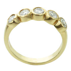 Five Diamond Yellow Gold Wedding Ring