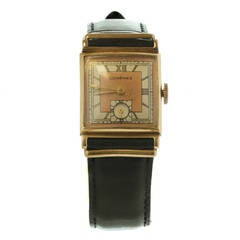Vintage Longines Rose Gold Rectangular Wristwatch circa 1940s