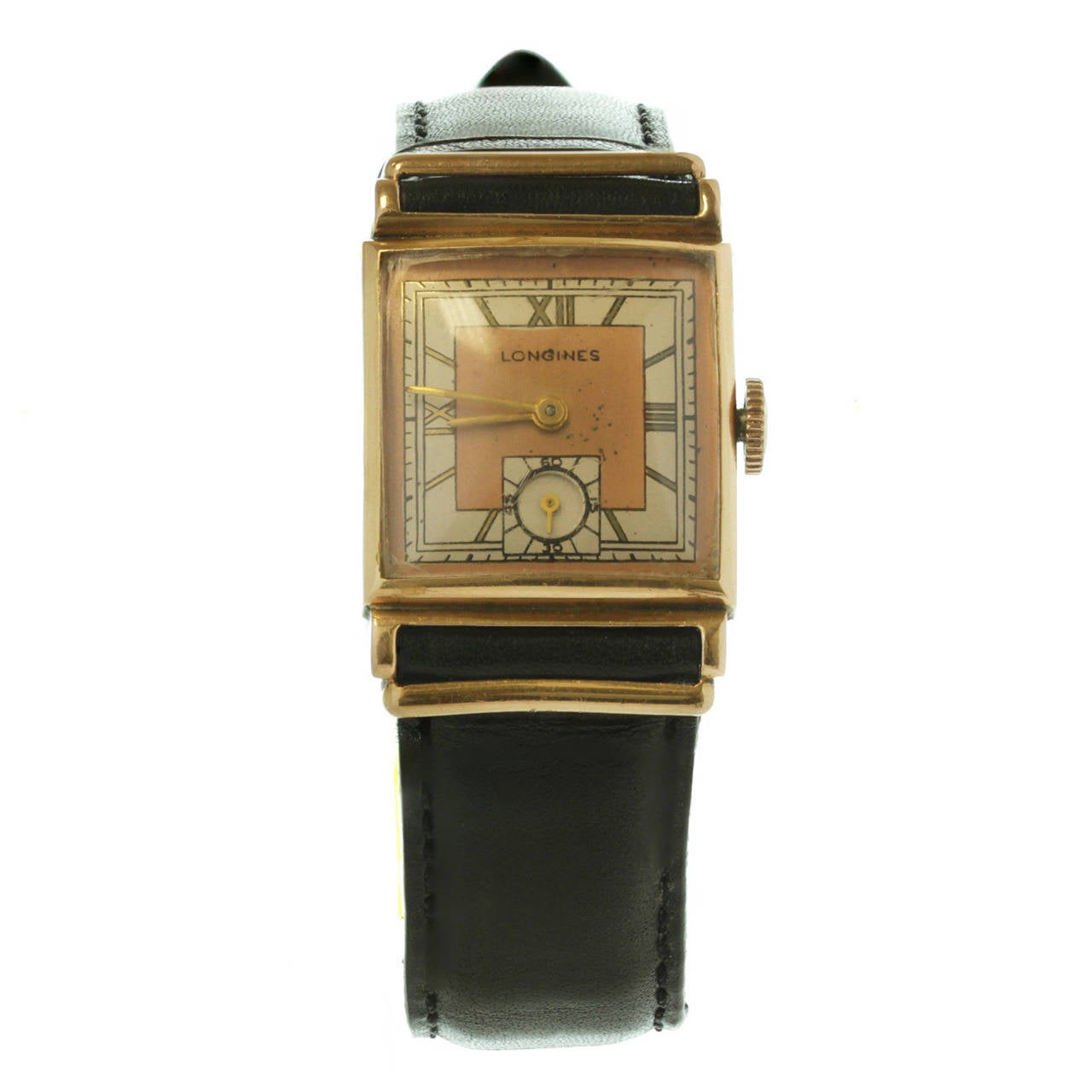 Longines Rose Gold Rectangular Wristwatch circa 1940s