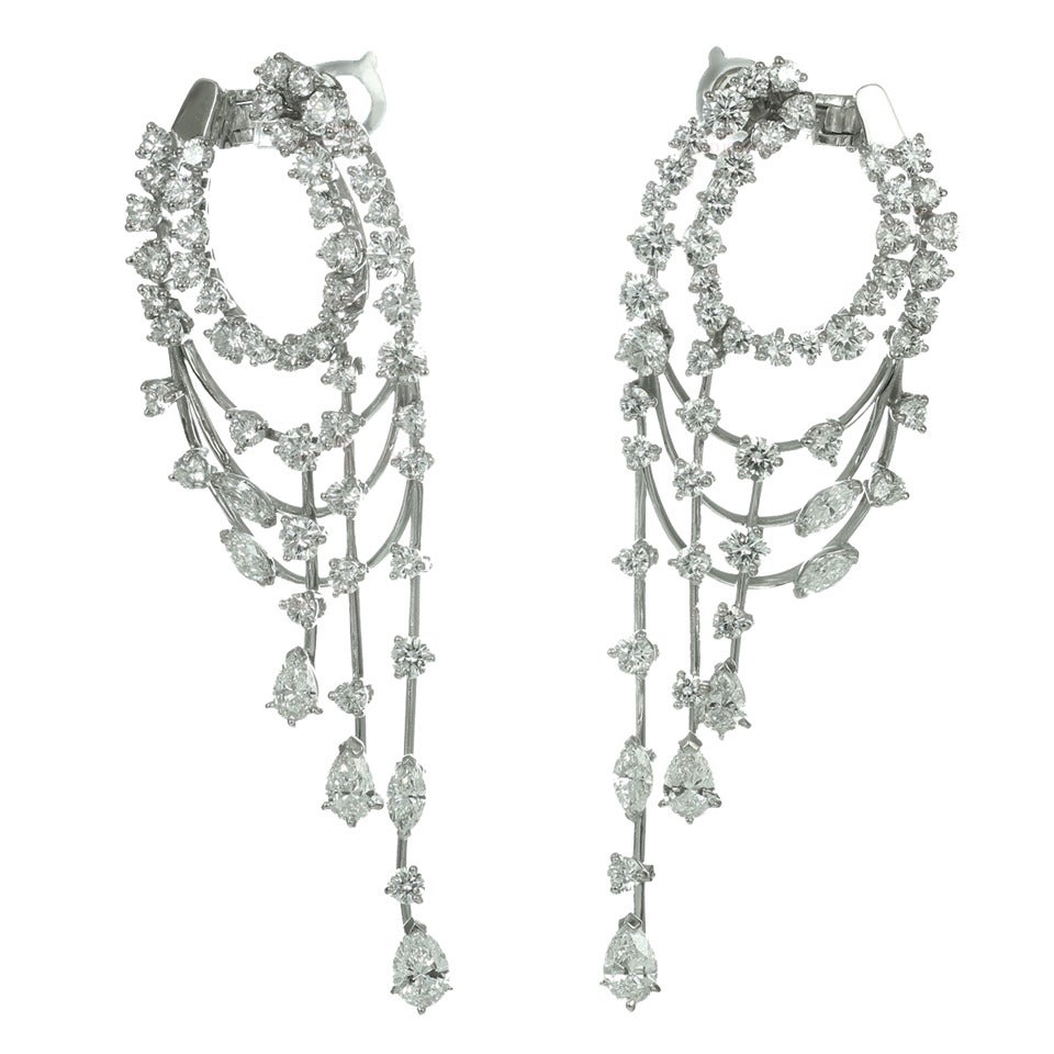 Van Cleef & Arpels Diamond White Gold Chandelier Earrings