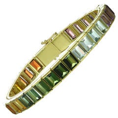 Multicolor Gemstone Yellow Gold Rainbow Bracelet