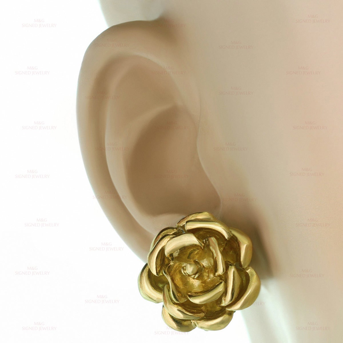 Tiffany & Co. Yellow Gold Rose Flower Clip-on Earrings 2