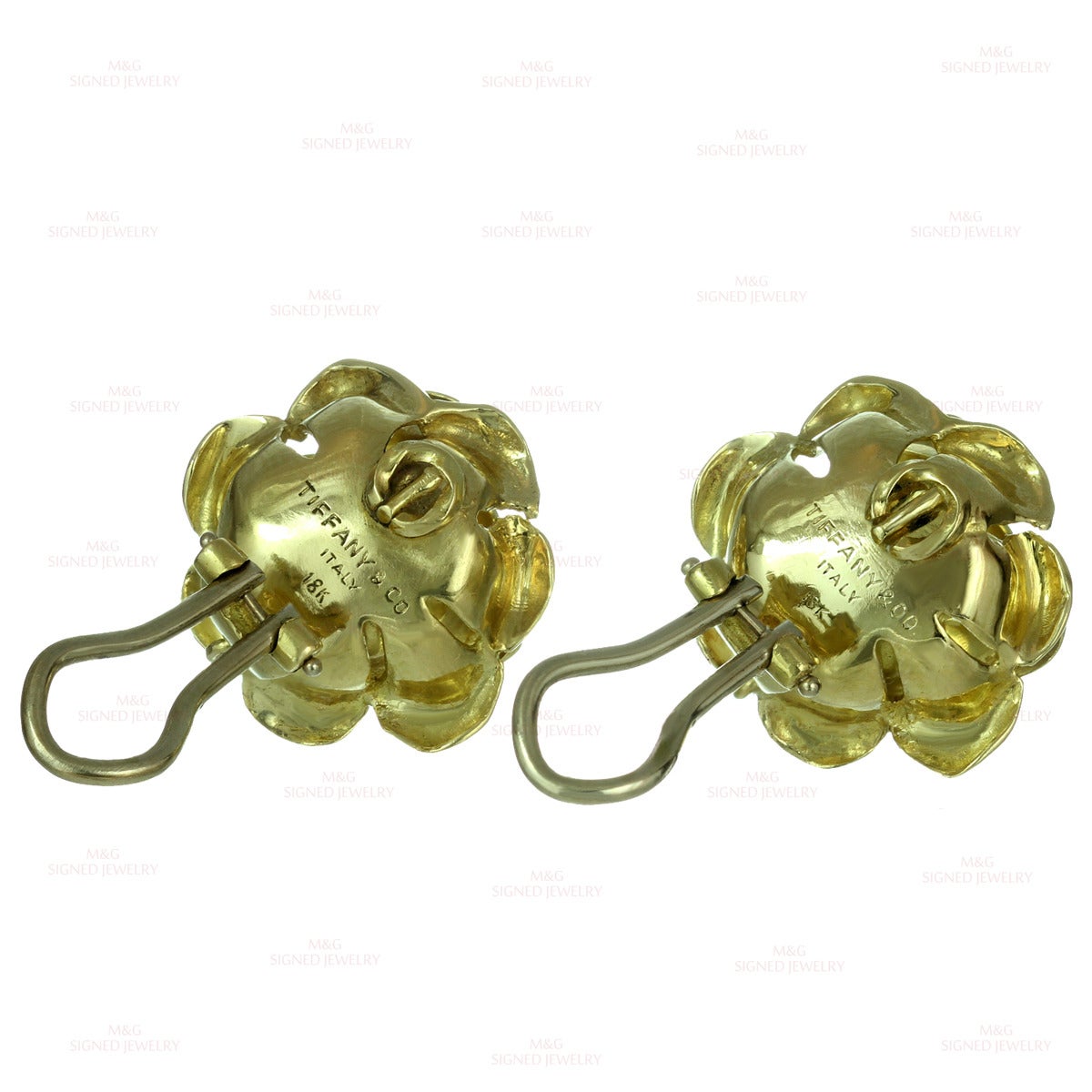 Tiffany & Co. Yellow Gold Rose Flower Clip-on Earrings 1