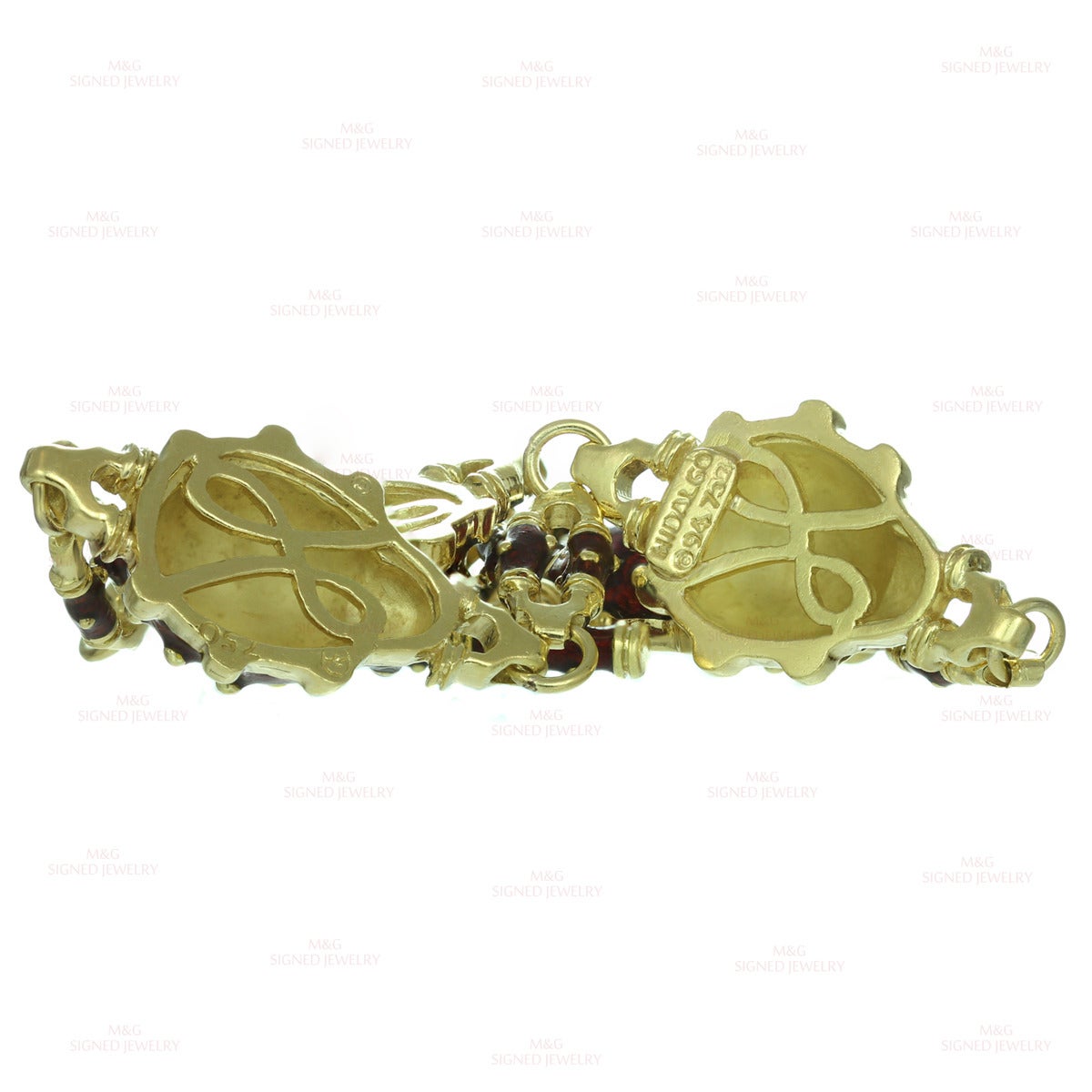 Hidalgo Enamel Yellow Gold Ladybug Bracelet and Earrings Set 1