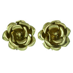 Tiffany & Co. Yellow Gold Rose Flower Clip-on Earrings