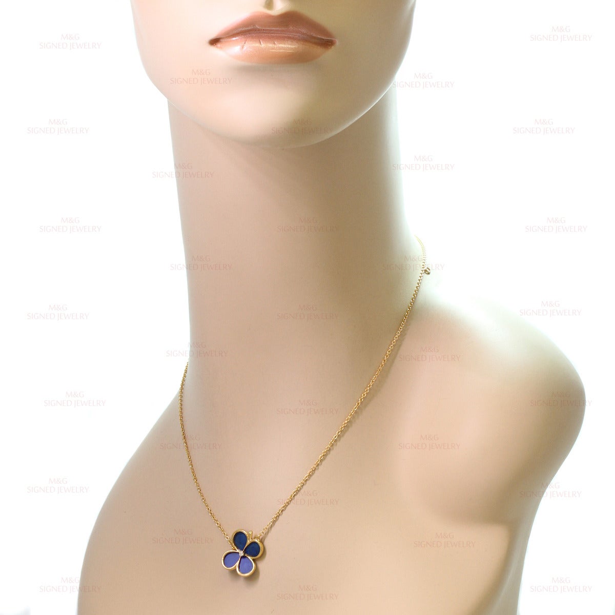 Women's Van Cleef & Arpels Vintage Alhambra Lapis Lazuli Diamond Gold Necklace