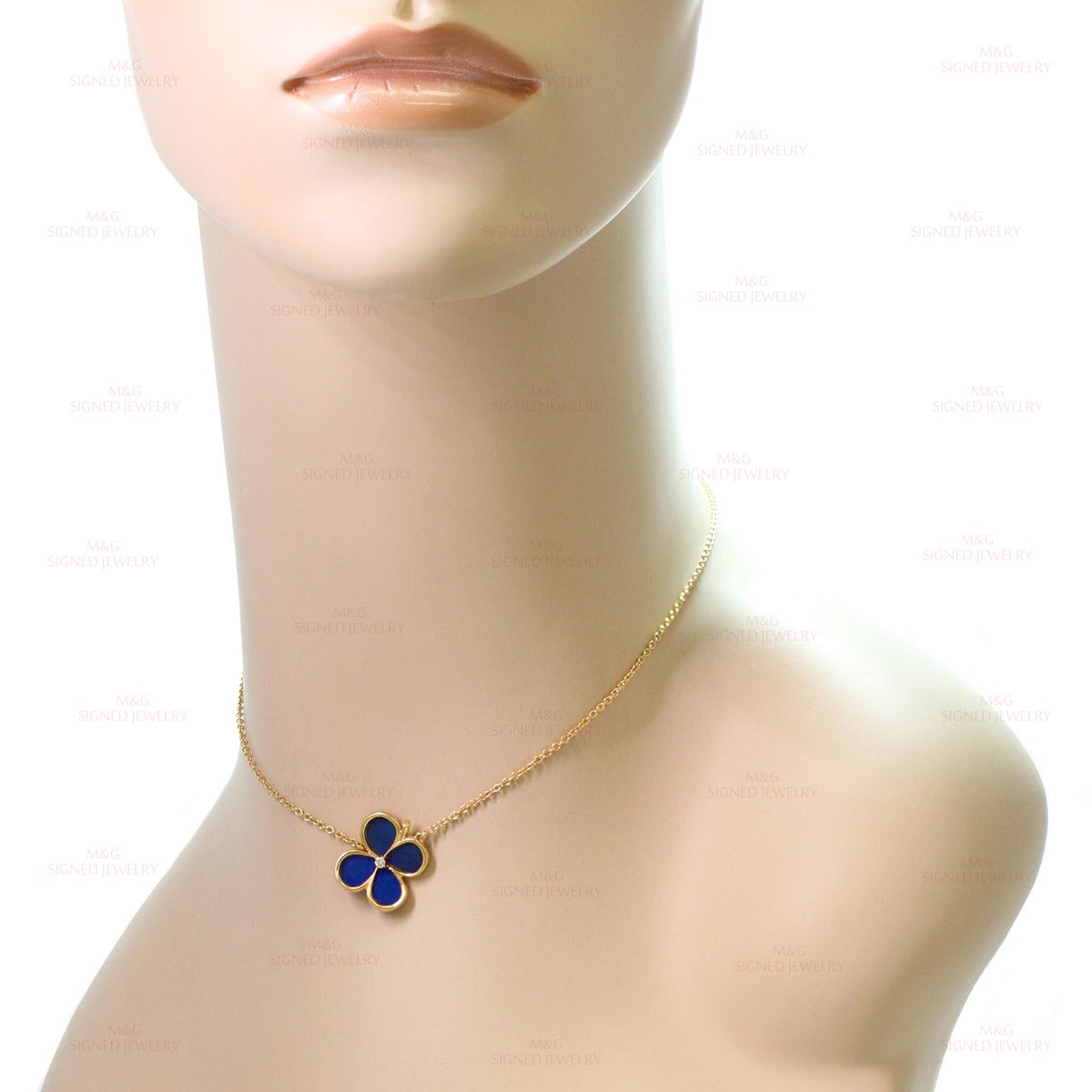 Van Cleef & Arpels Vintage Alhambra Lapis Lazuli Diamond Gold Necklace 1