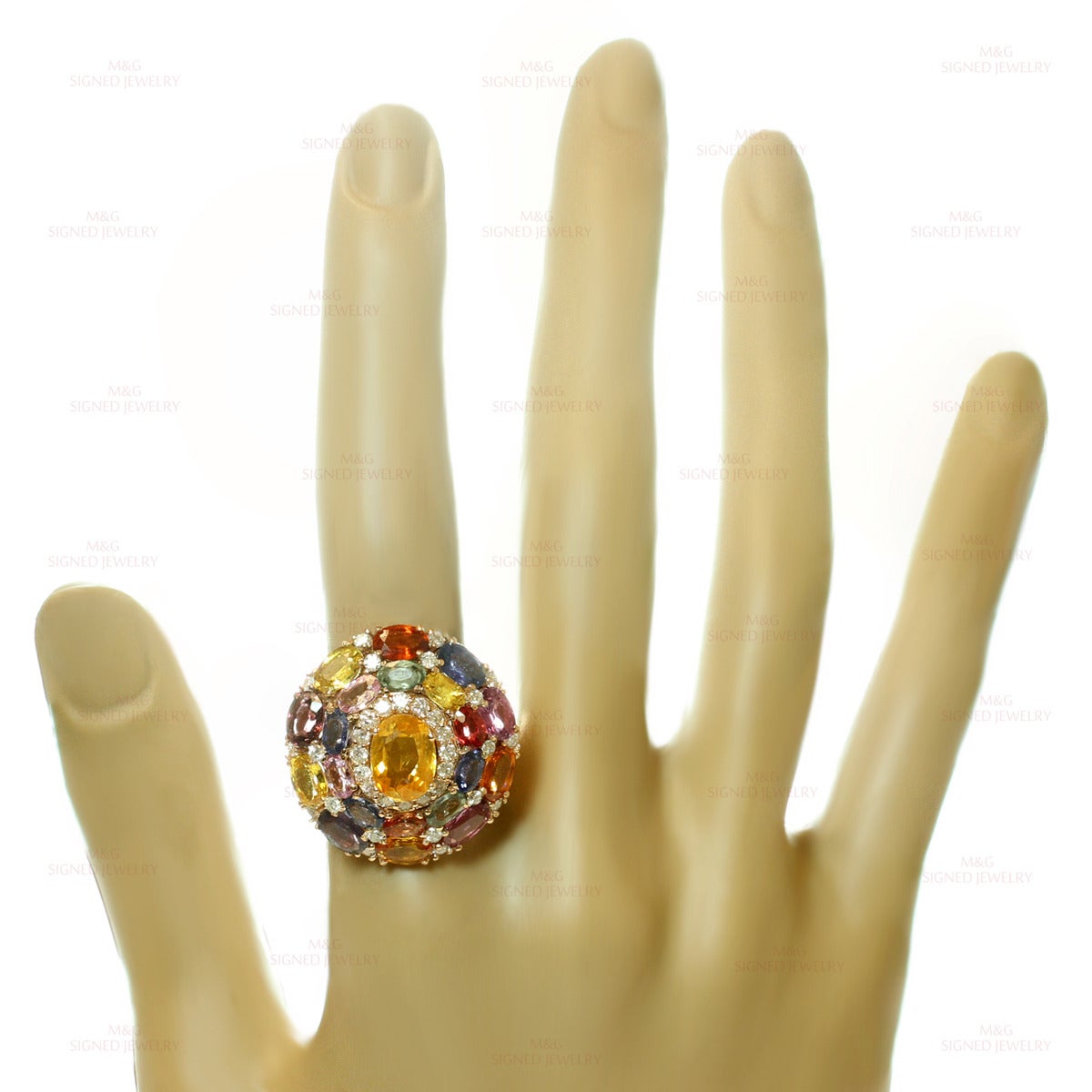 Women's Multi-Color Natural Sapphire Diamond Gold Ring For Sale