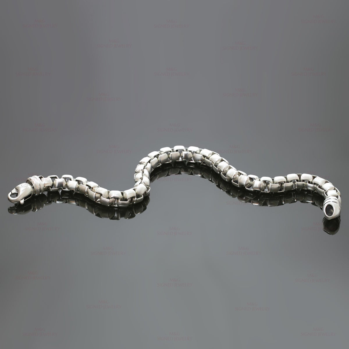 David Yurman Sterling Silver Box Chain Link Bracelet In Excellent Condition In New York, NY