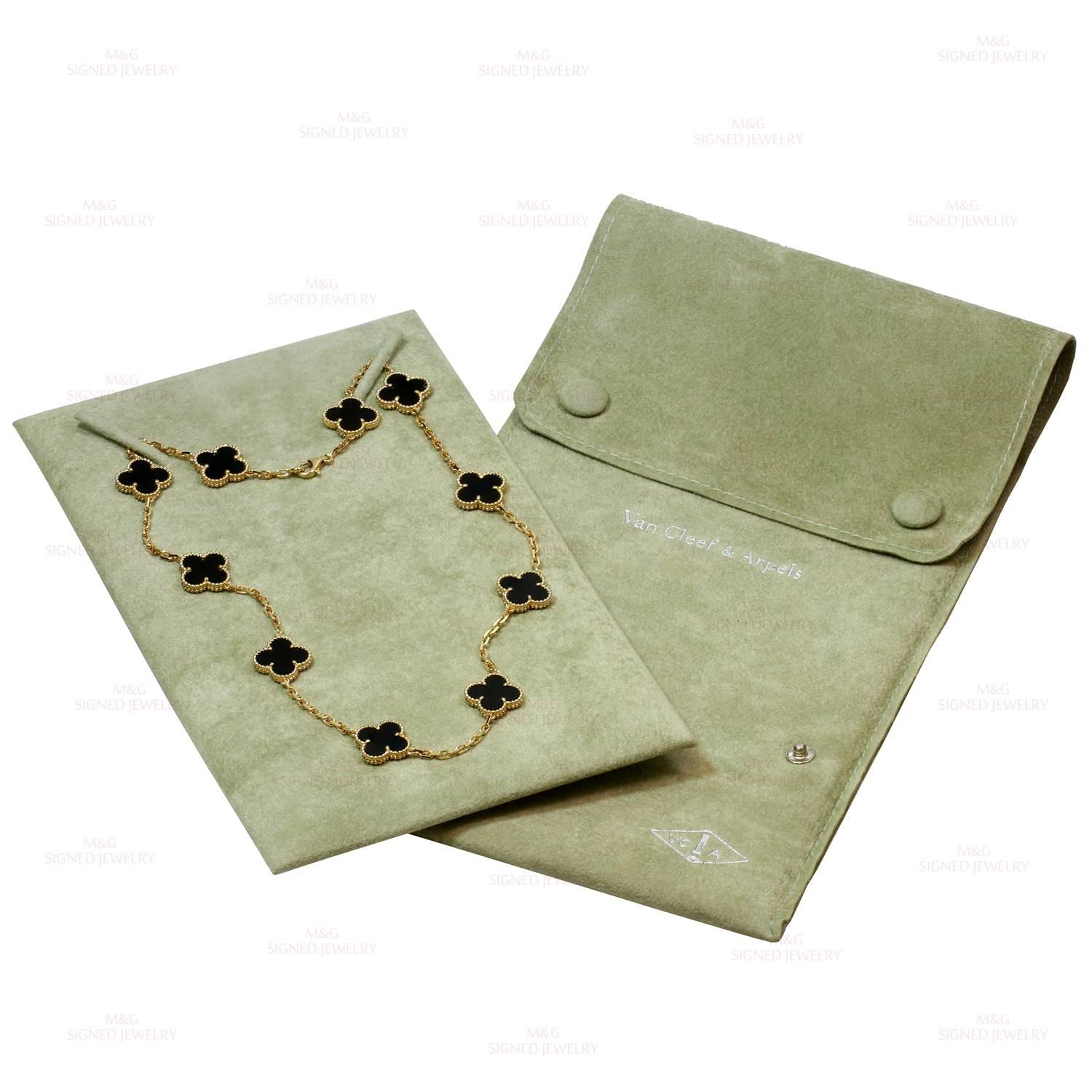Van Cleef & Arpels Vintage Alhambra 10-Motif Onyx Gold Necklace Papers 4