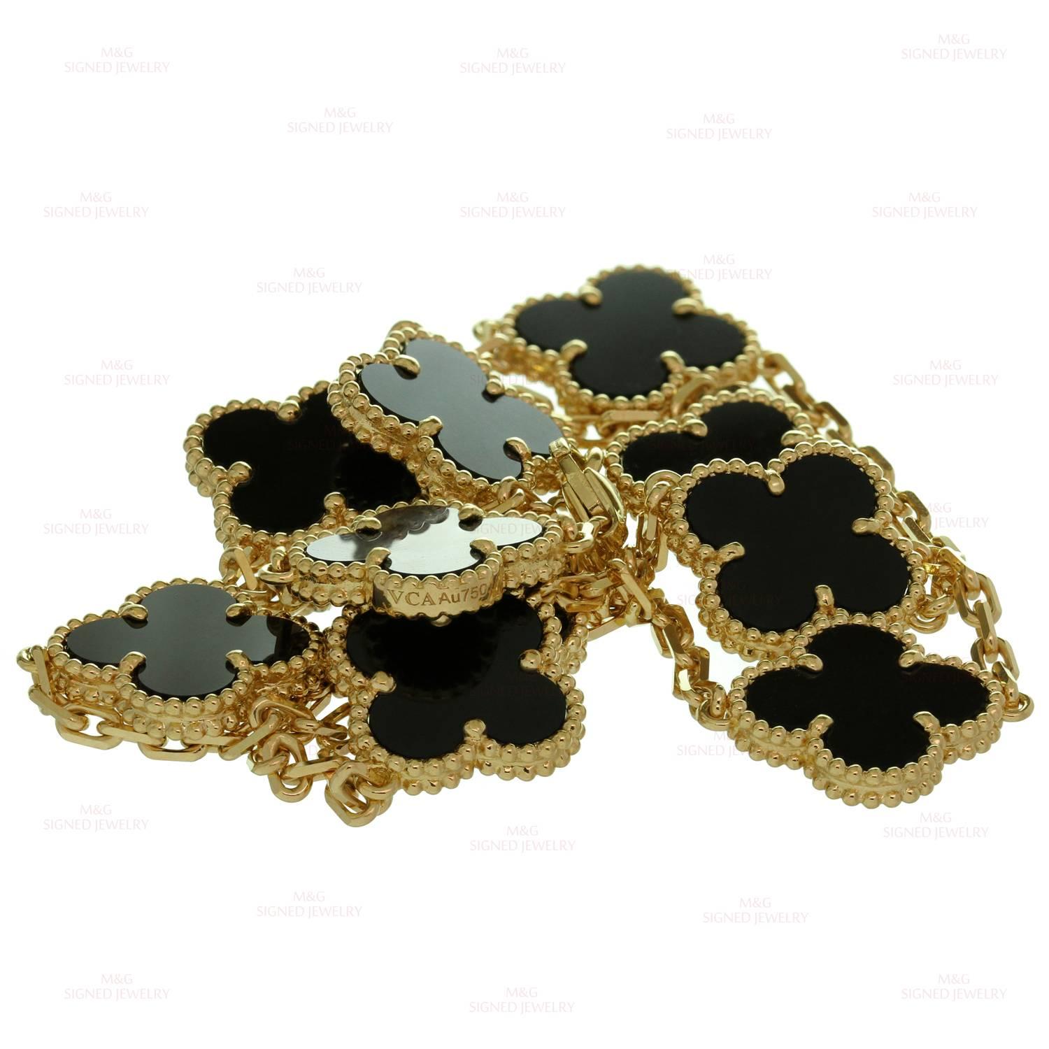 Van Cleef & Arpels Vintage Alhambra 10-Motif Onyx Gold Necklace Papers 2