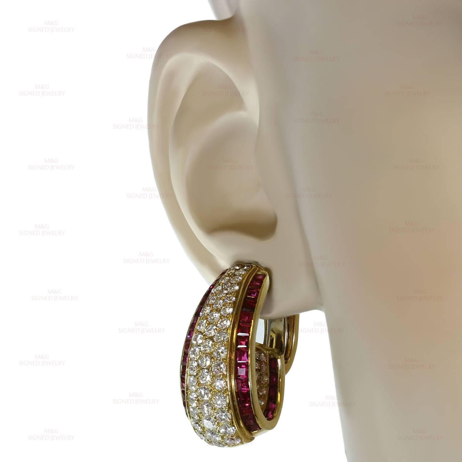 Women's Van Cleef & Arpels Diamond Ruby Clip-On Earrings