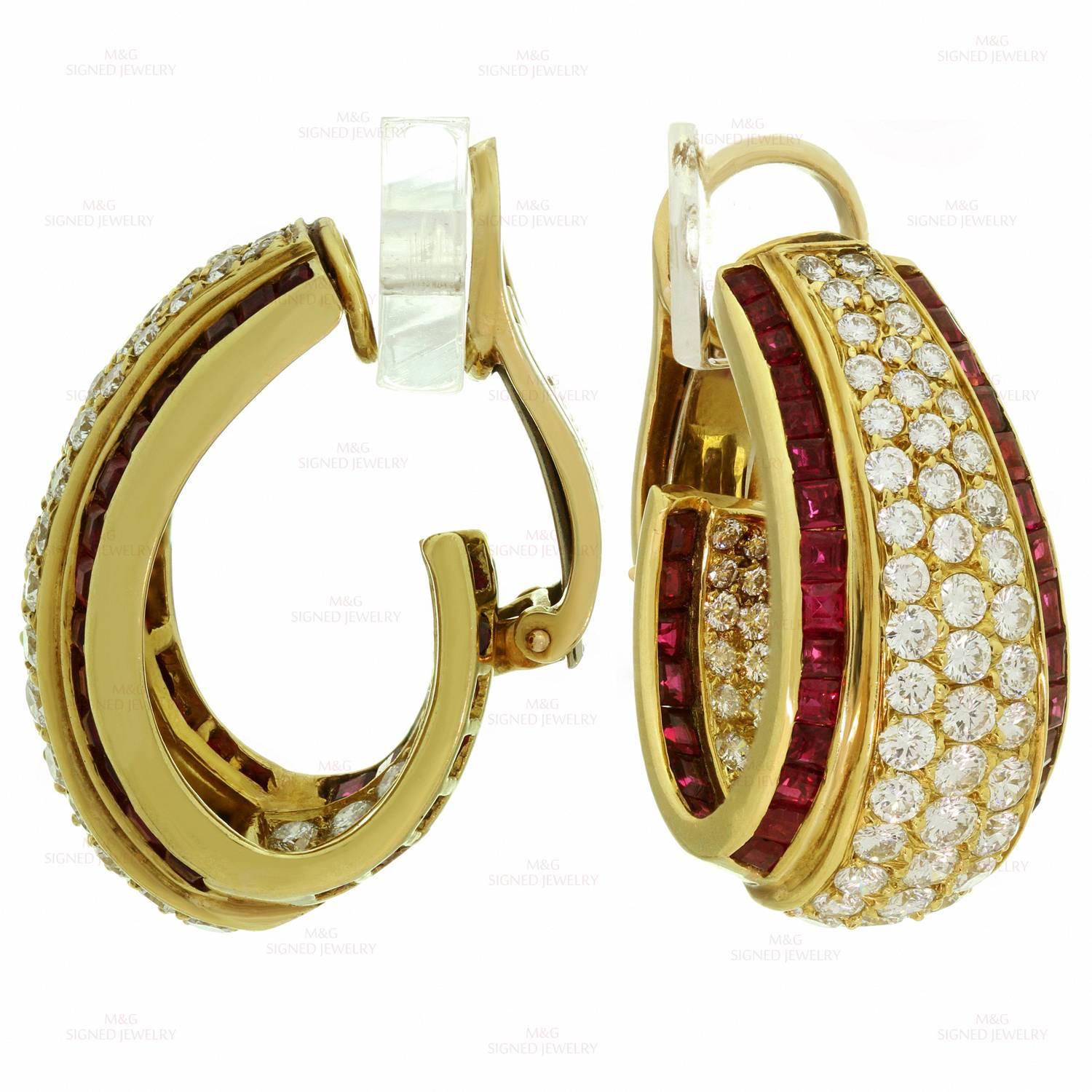 Van Cleef & Arpels Diamond Ruby Clip-On Earrings 1