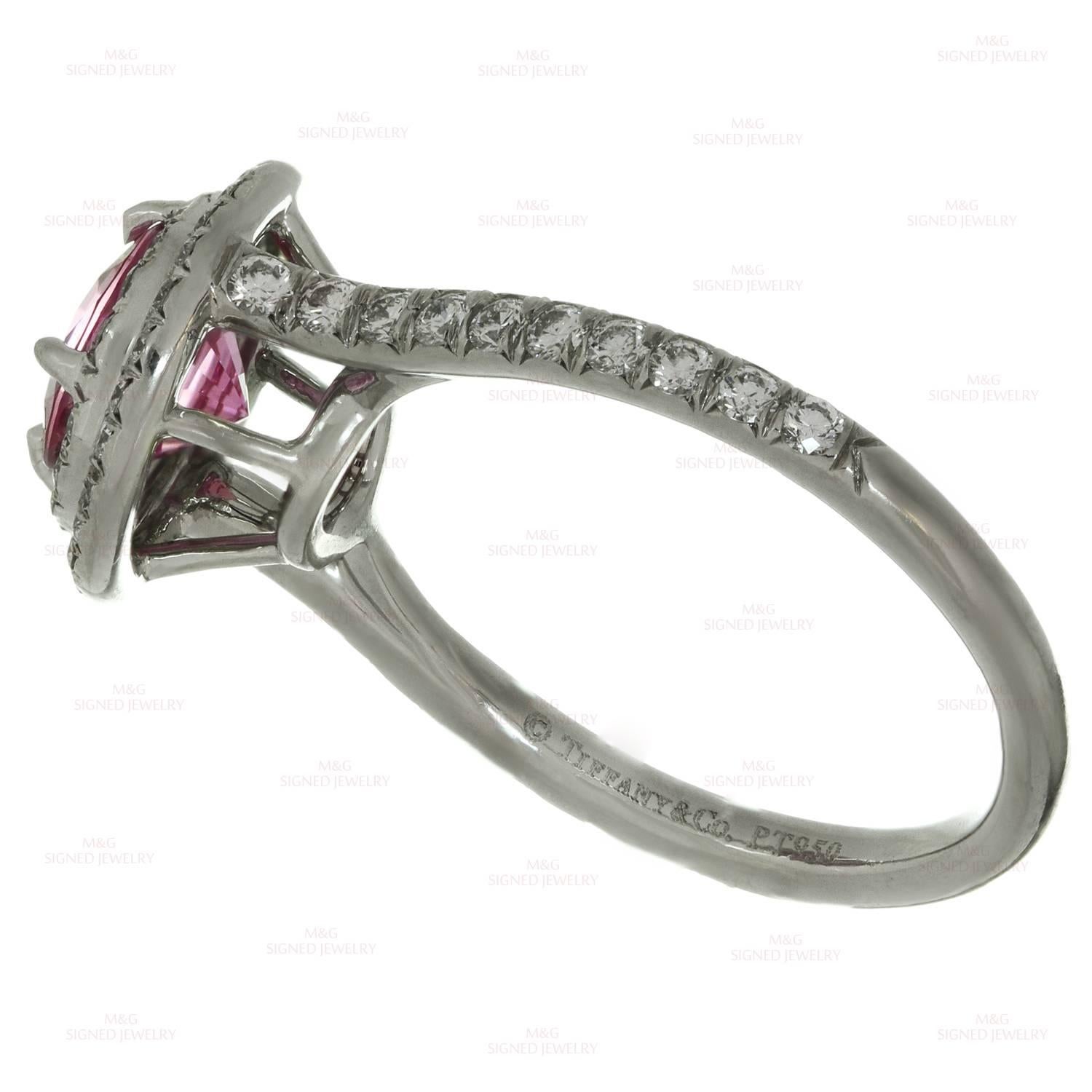 Women's Tiffany & Co. Soleste Pink Sapphire Diamond Platinum Ring