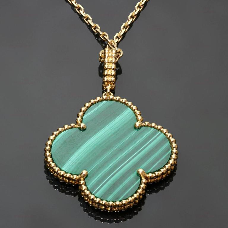 Van Cleef and Arpels Alhambra Malachite Gold Pendant Necklace at